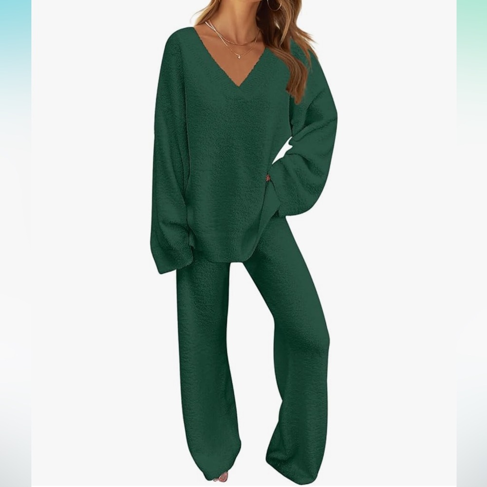 MEROKEETY Women's 2 Piece Fuzzy Fleece Pajama / Loungewear